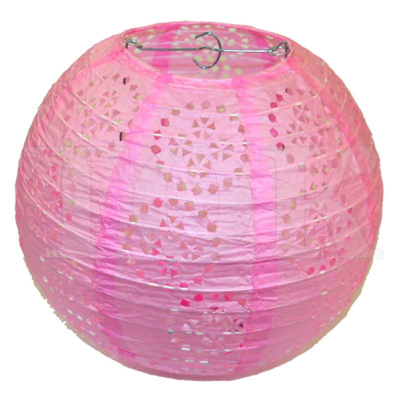 Бумажный фонарик с рисунком светло-розовый 35 см. 0924-4